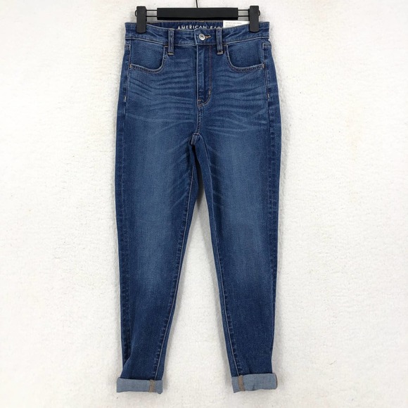 American Eagle Outfitters Denim - American Eagle Womens 2 Reg Blue Denim Jeggings Super Hi Rise Stretch Pockets
